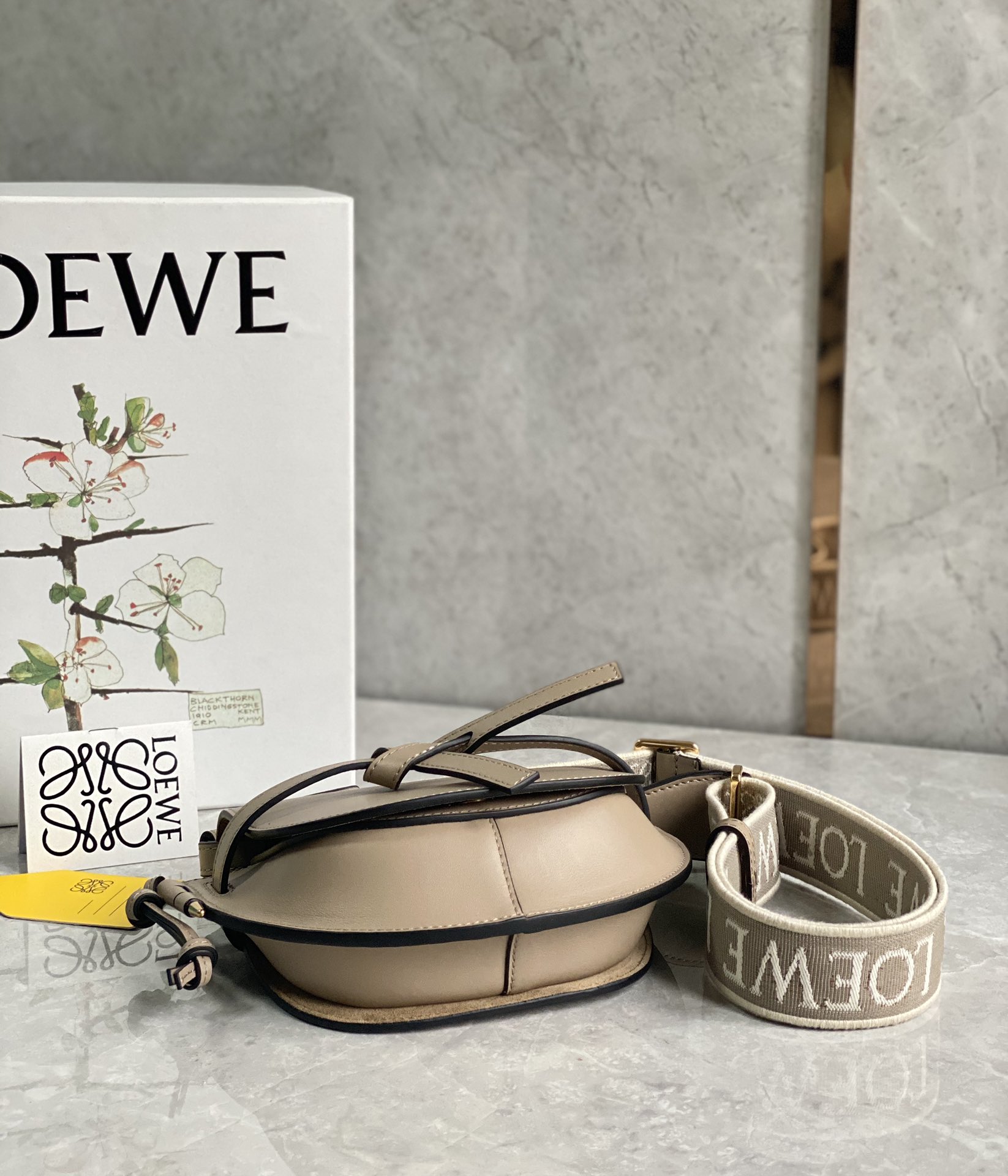 Loewe Mini Gate Dual Bag in Soft Calfskin and Jacquard Sand